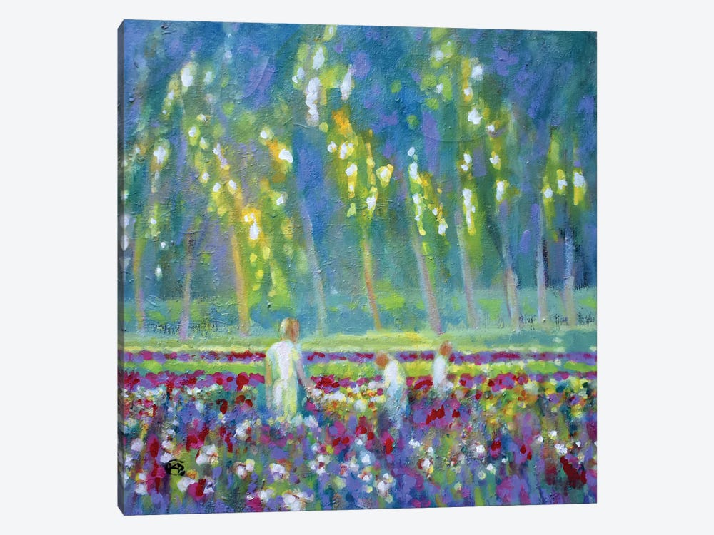 Three Sisters With Flowers by Kip Decker 1-piece Canvas Wall Art