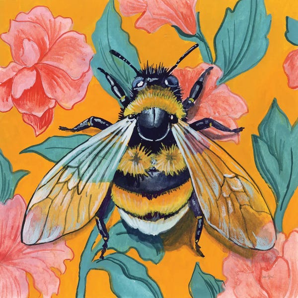 Bees: Bumblebee And Flower Wallpaper by Kate Jarvik Birch