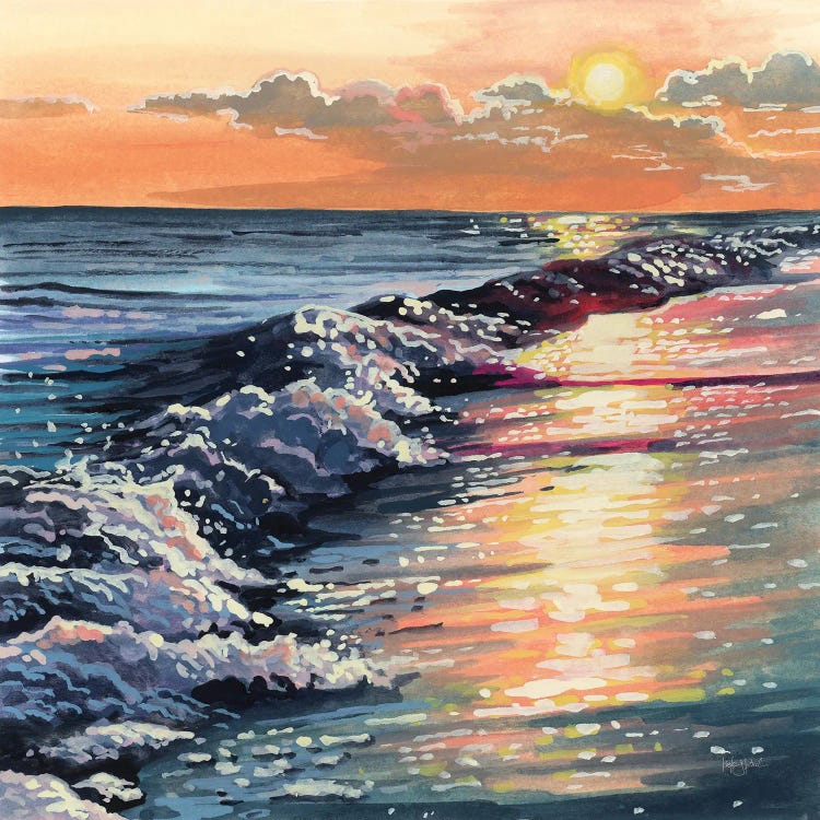 Colorful Sunset On The Waves by Kate Jarvik Birch wall art