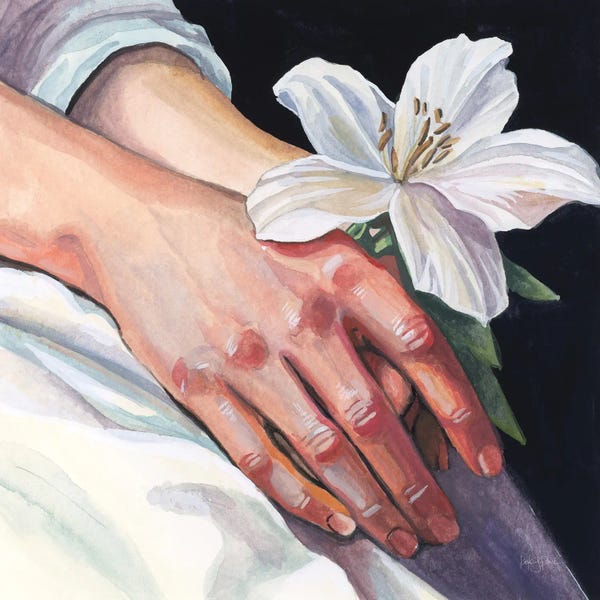 Kate Jarvik Birch: Peaceful Flower In Hand by Kate Jarvik Birch
