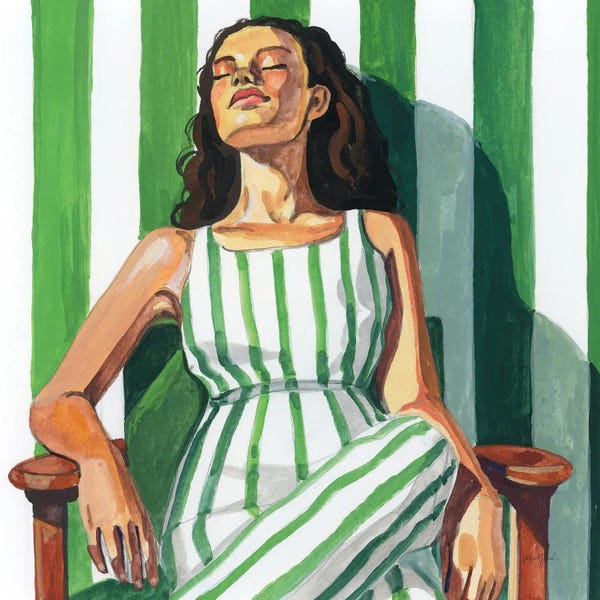 Relaxing In A Striped Dress