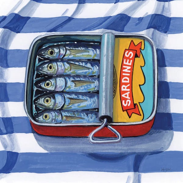 Fish: Sardines On Striped Cloth by Kate Jarvik Birch
