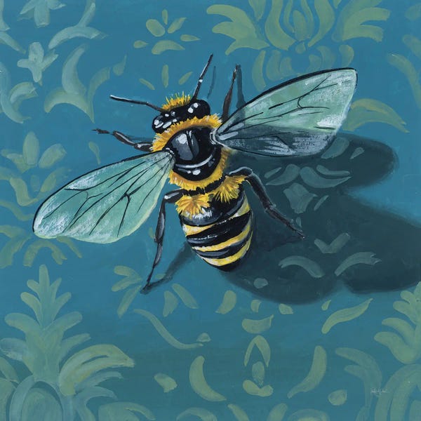 Damask: Bee On The Library Wall by Kate Jarvik Birch