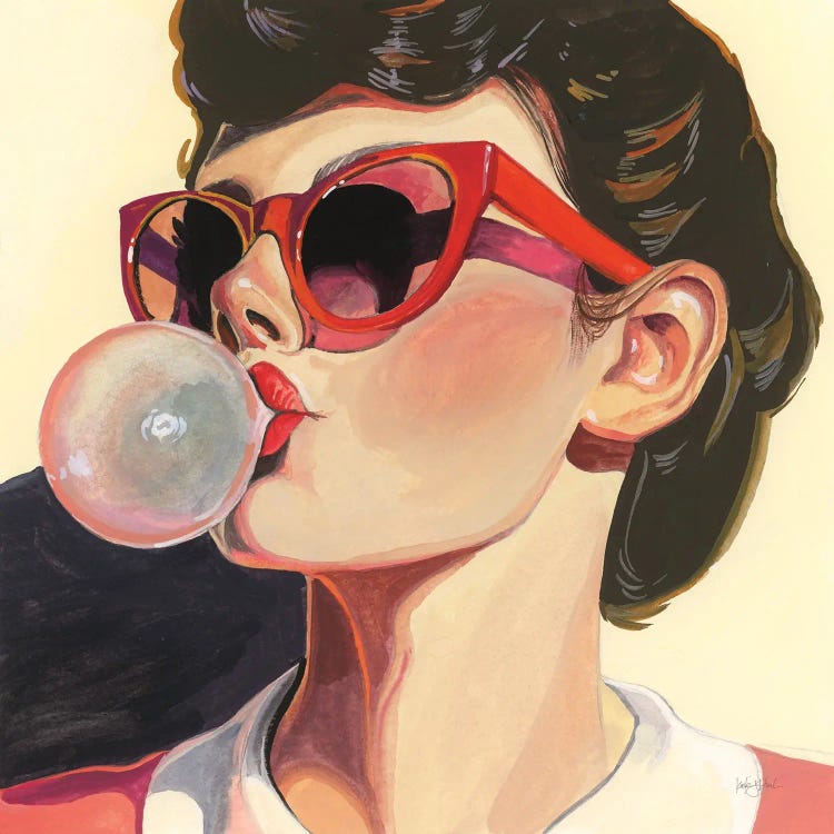 Retro Bubblegum Girl by Kate Jarvik Birch wall art