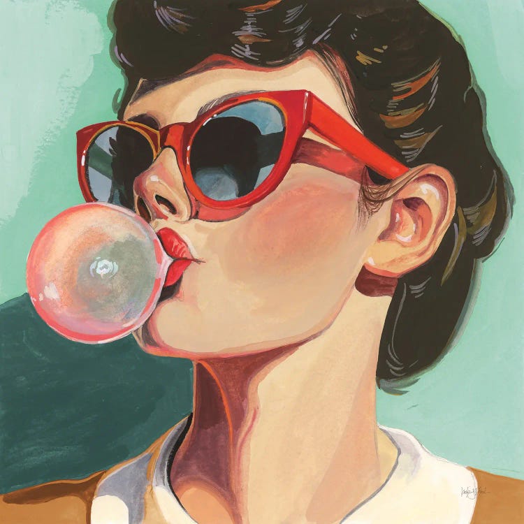 Retro Bubblegum Girl Teal