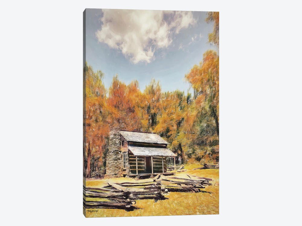 Cabin In The Woods by Kathy Jennings 1-piece Art Print