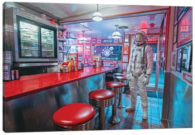 The Lonely Astronaut IX Canvas Art Print - Restaurant & Diner Art