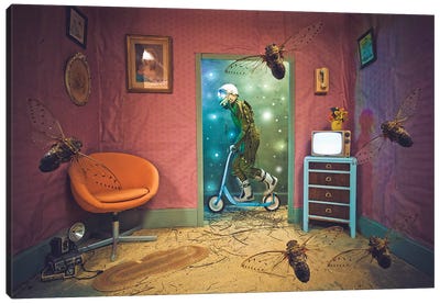The Lonely Astronaut XVIII Canvas Art Print - Cyberpunk Art