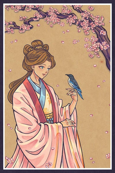 KucingKecil - Canvas Prints: Girls Little Bird by KucingKecil