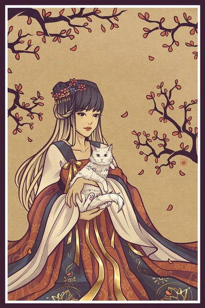KucingKecil - Canvas Prints: Lady And Her Cat by KucingKecil