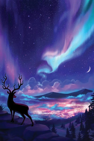 KucingKecil - Canvas Prints: Deer On The Hill by KucingKecil