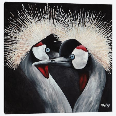 Crested Cranes Canvas Print #KKD31} by KAK Art & Designs Canvas Art