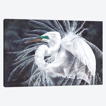 Egret Feathers Canvas Print #KKD39} by KAK Art & Designs Canvas Art