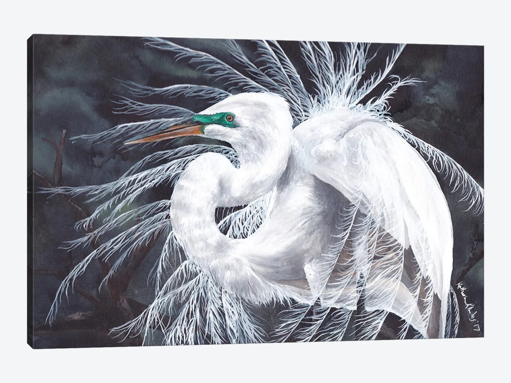 Egret Feathers by KAK Art & Designs 1-piece Canvas Artwork