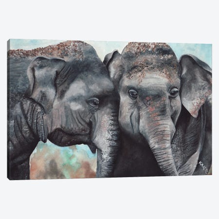 Elephants Canvas Print #KKD45} by KAK Art & Designs Canvas Art