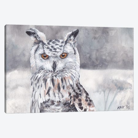 Snow Owl Canvas Print #KKD72} by KAK Art & Designs Canvas Artwork