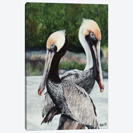 Pair Of Pelicans Canvas Print #KKD73} by KAK Art & Designs Canvas Art