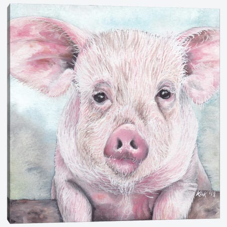 Pig I Canvas Print #KKD78} by KAK Art & Designs Canvas Wall Art