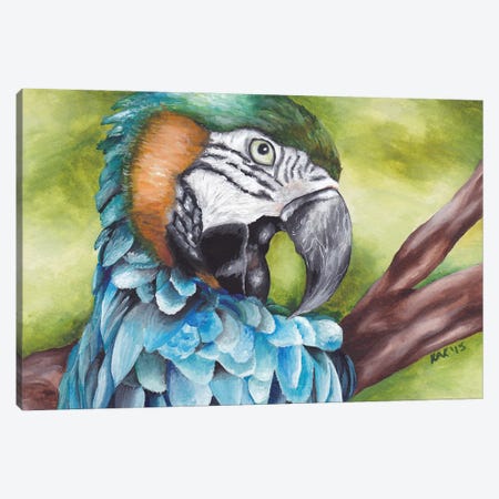 Blue Macaw Canvas Print #KKD7} by KAK Art & Designs Canvas Wall Art