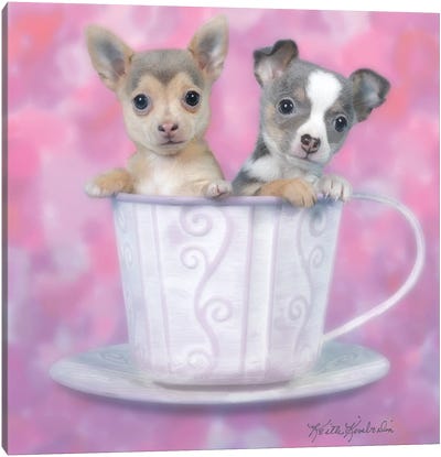Tea for Two Canvas Art Print - Puppy Art