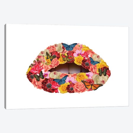 Floral Lips Canvas Print #KKL141} by Kiki C Landon Canvas Wall Art