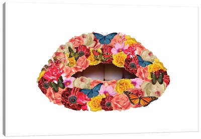 Floral Lips Canvas Art Print - Kiki C. Landon