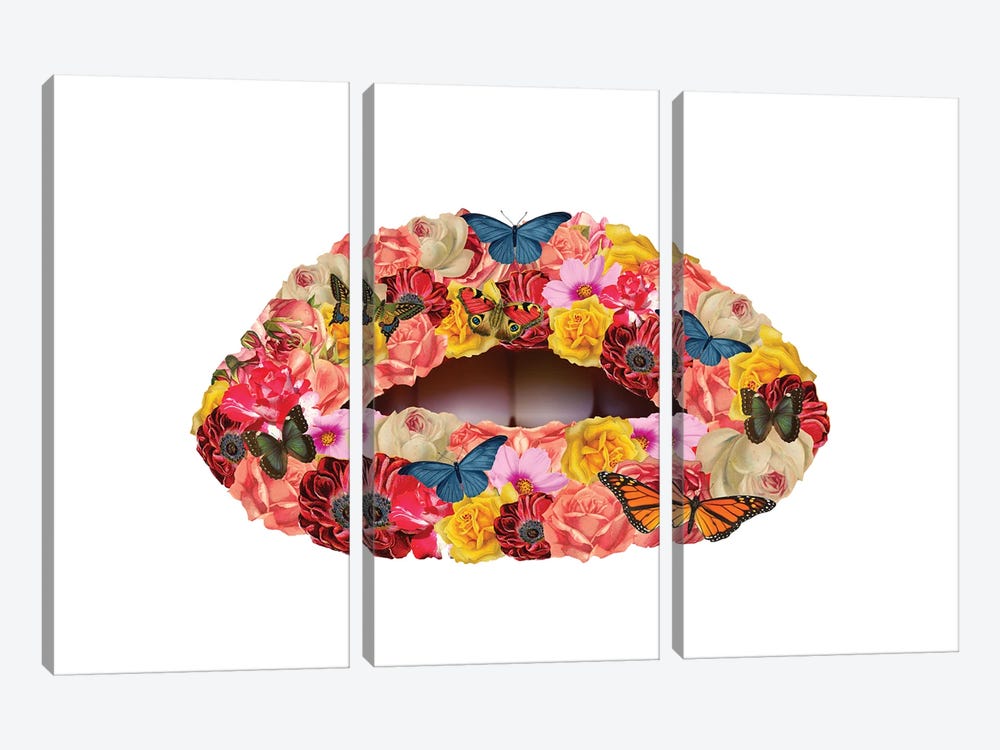 Floral Lips by Kiki C Landon 3-piece Canvas Print