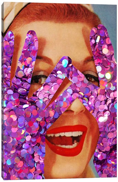 Purple Glitter Canvas Art Print - Multimedia Portraits