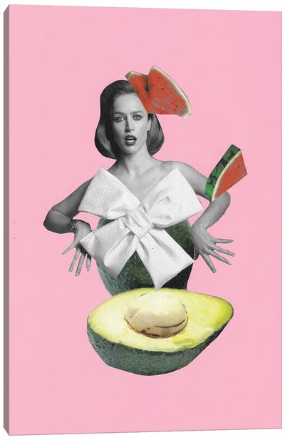 Roly-Poly Avocado Canvas Art Print - Melon Art