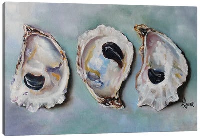 Bay Oyster Shells Canvas Art Print - Contemporary Coastal