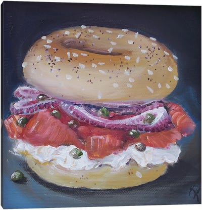 Bagel And Lox Canvas Art Print - Coffee Shop & Cafe