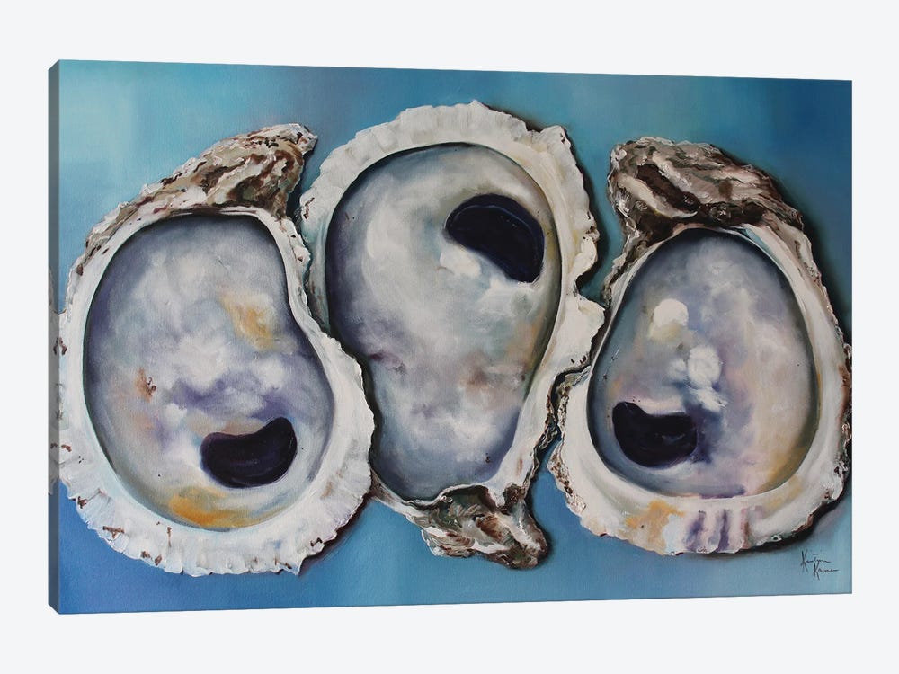Oyster Shells On Blue by Kristine Kainer 1-piece Canvas Wall Art
