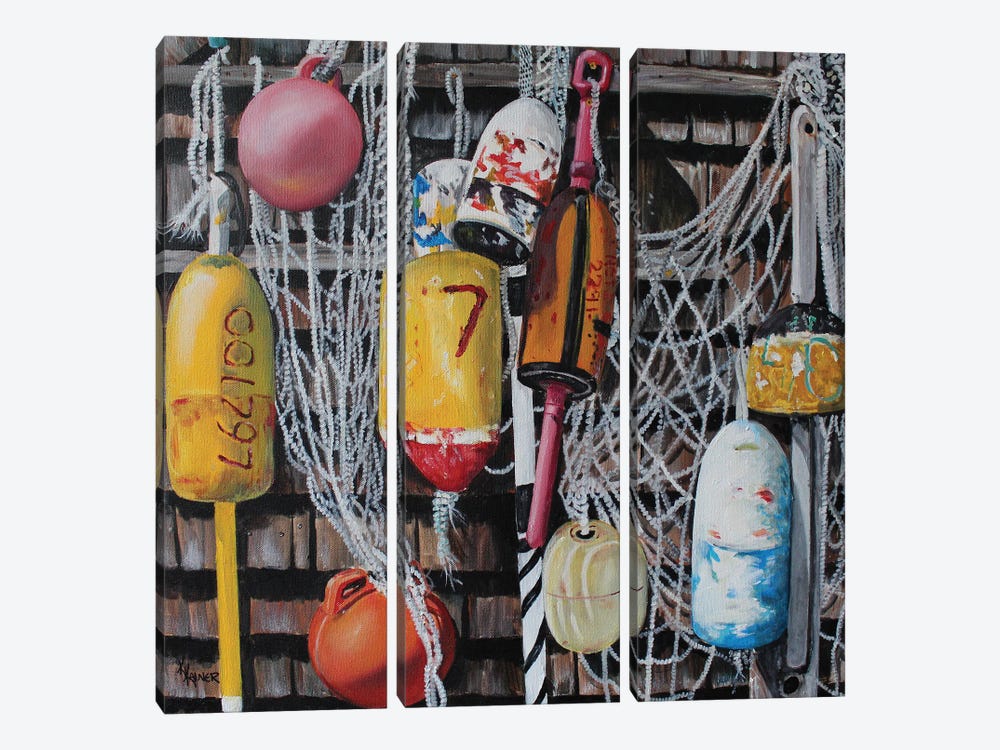 Buoys Of Summer by Kristine Kainer 3-piece Canvas Wall Art