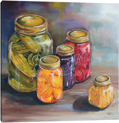 Canning Jars Canvas Art Print - Vegetable Art