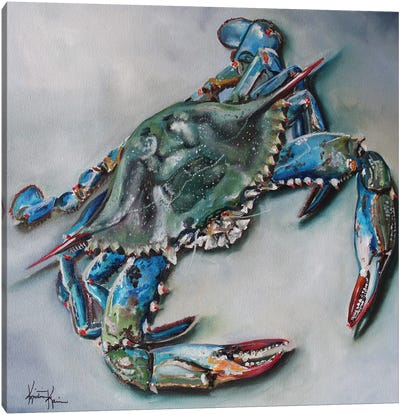 Blue Crab Canvas Art Print - Sea Life Art