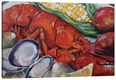 Clambake Canvas Art Print - Seafood Art
