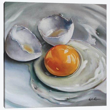 Cracked White Egg Canvas Print #KKN34} by Kristine Kainer Canvas Art Print