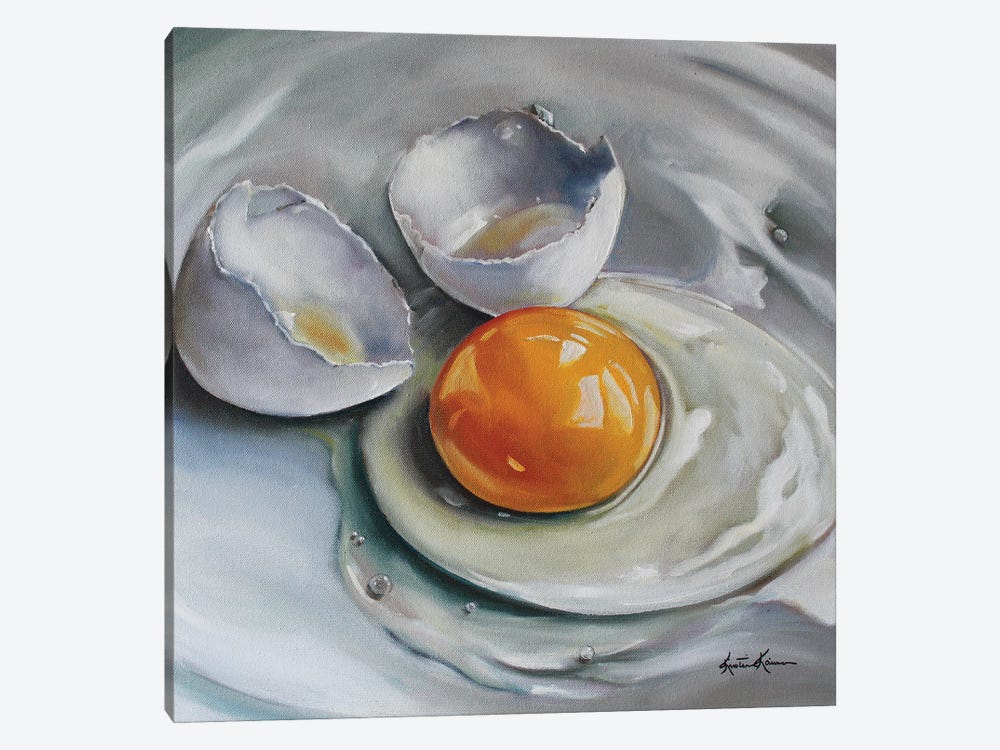 Cracked White Egg by Kristine Kainer 1-piece Canvas Print