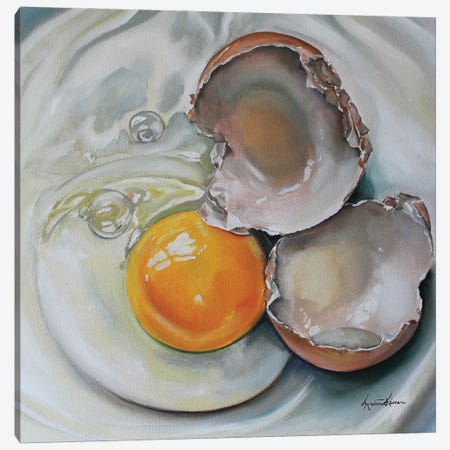 Cracked Brown Egg Canvas Print #KKN3} by Kristine Kainer Art Print