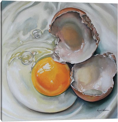 Cracked Brown Egg Canvas Art Print - Egg Art