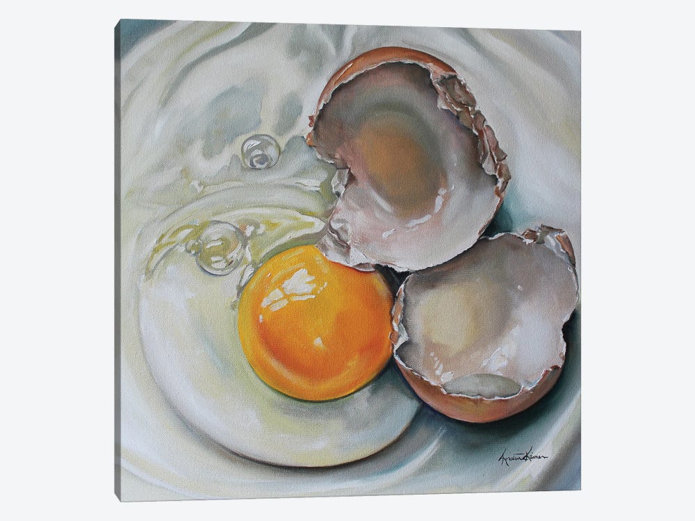 Cracked Brown Egg by Kristine Kainer 1-piece Canvas Artwork