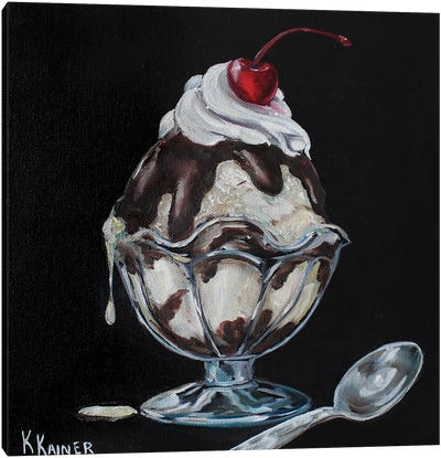 Hot Fudge Sundae Canvas Art Print - Ice Cream & Popsicle Art
