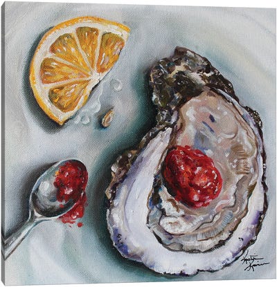 Juicy Oyster Canvas Art Print - Seafood Art