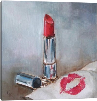 Lipstick Kiss Canvas Art Print - Kristine Kainer