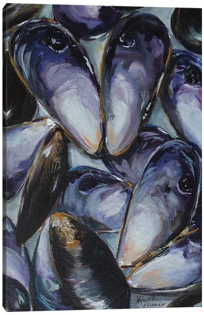 Mussel Shells Canvas Art Print - Seafood Art