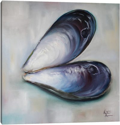 Empty Mussel Canvas Art Print - Seafood Art