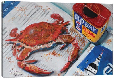 Spiced Crab Canvas Art Print - Seafood Art
