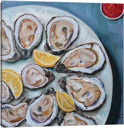 Evening Oysters Canvas Art Print - Seafood Art