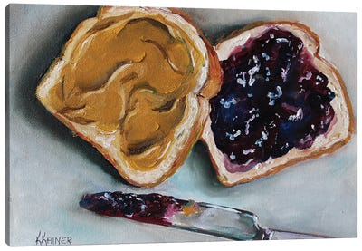 Peanut Butter And Jelly Canvas Art Print - Sweets & Dessert Art