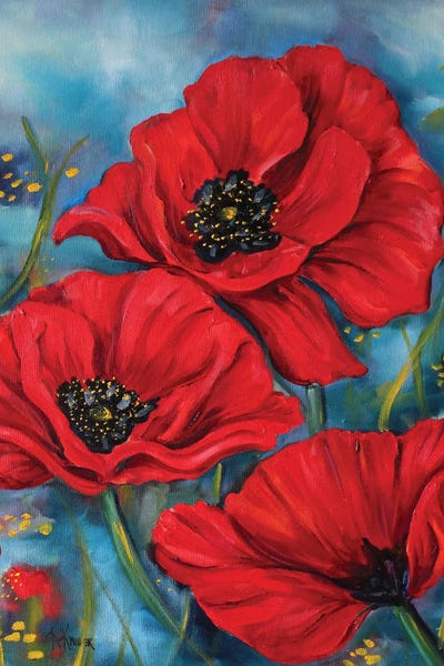 Blue & Red: Red Poppies by Kristine Kainer
